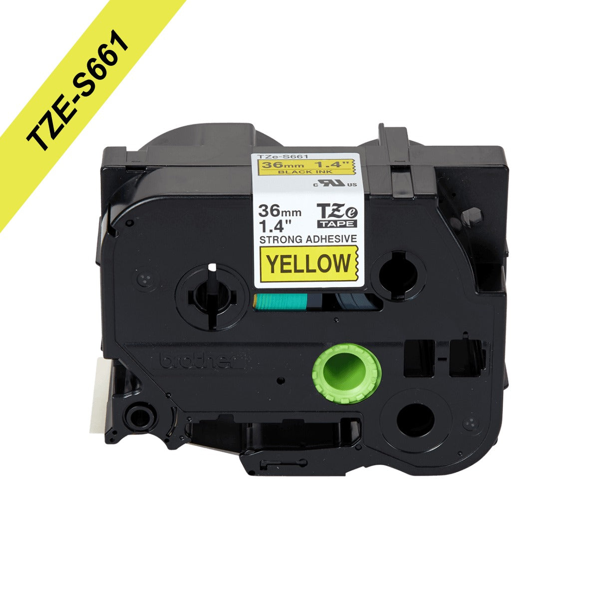 TZE-S661 TZES661 BROTHER Cinta de 36mm Negro sobre Amarillo de 8 metros para Impresoras PT-P900W y PT-9700PC