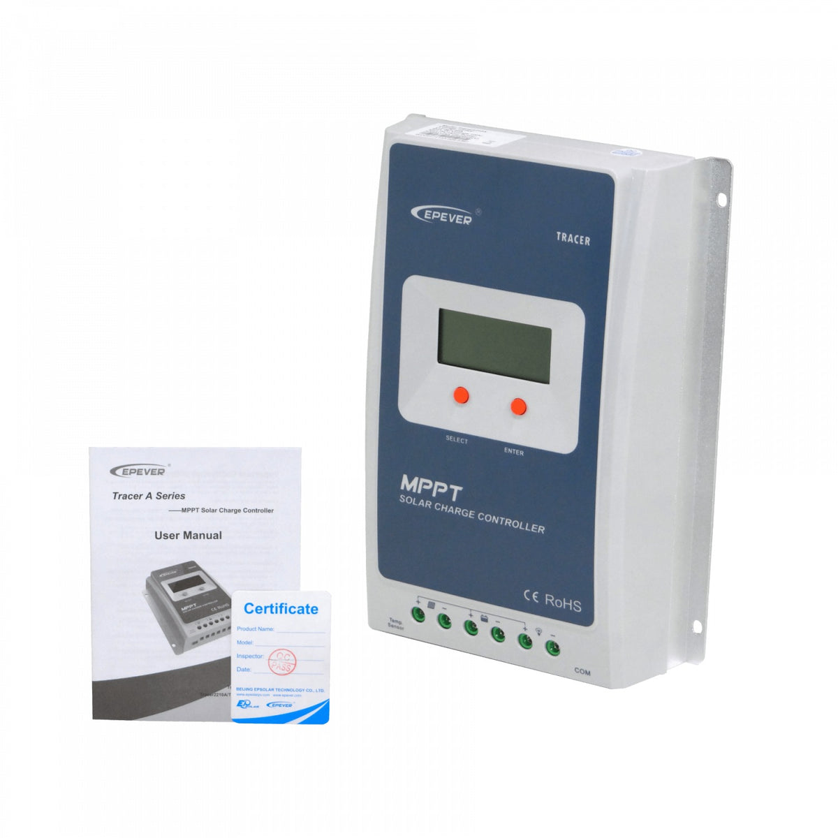 TRACER1210A EPEVER 10A FV-100V IP30 1-RJ45-COM Controlador de Carga Solar MPPT 12V/24V