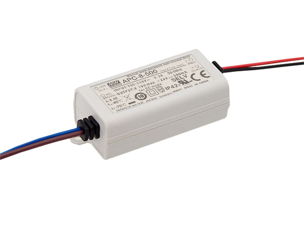 Driver LED plástico corriente 8W APC-8 - 350mA (comúnmente usado)