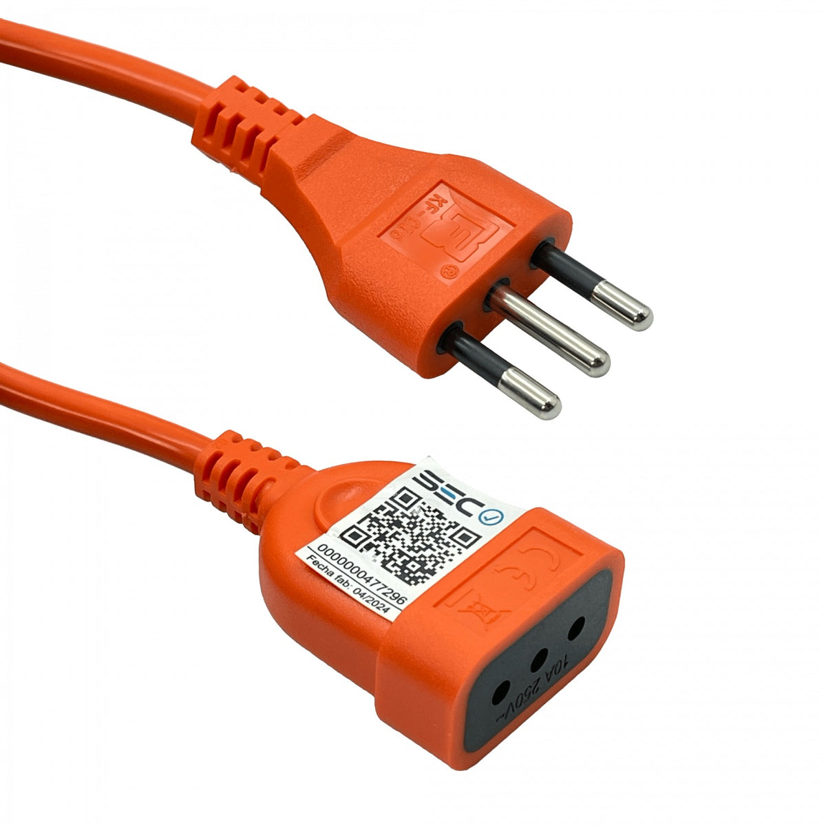 ME-1210. MACROTEL 10 metros Naranja Extensión Eléctrica 10A Clavija-Chilena 3x1,0mm