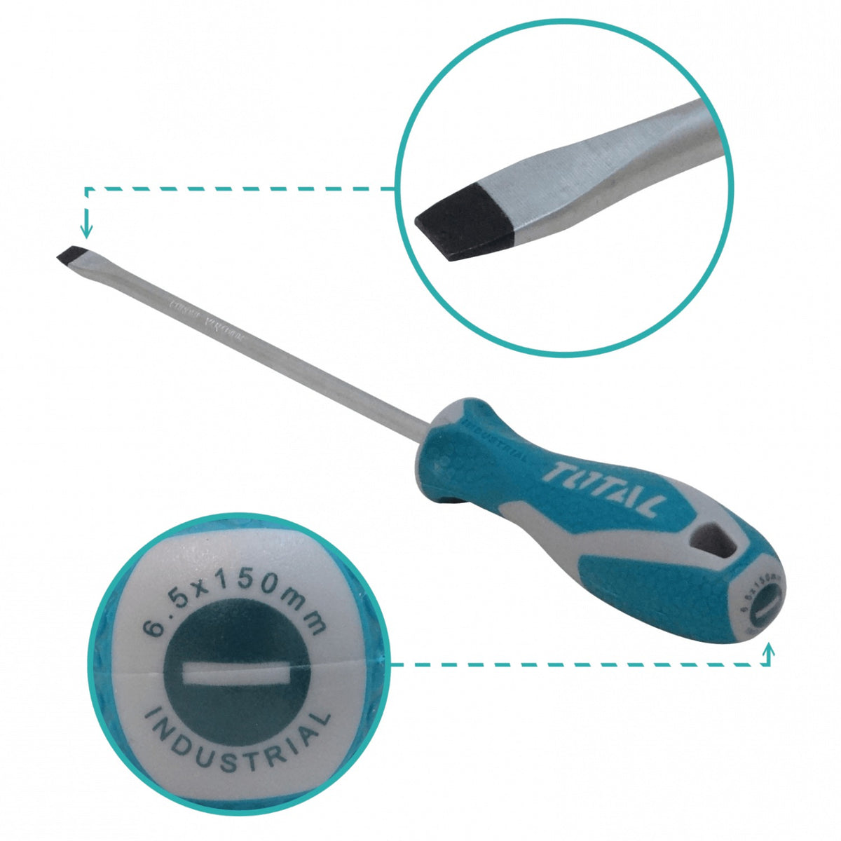 LLADOR-606 TOTAL Destornillador de Punta Plana 6x150mm 1-pieza 6,5mm magnetizado THT2166