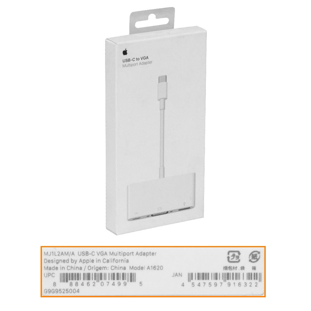 MJ1L2AM APPLE Original USB-C-Macho a VGA-H y USB-AH A1620