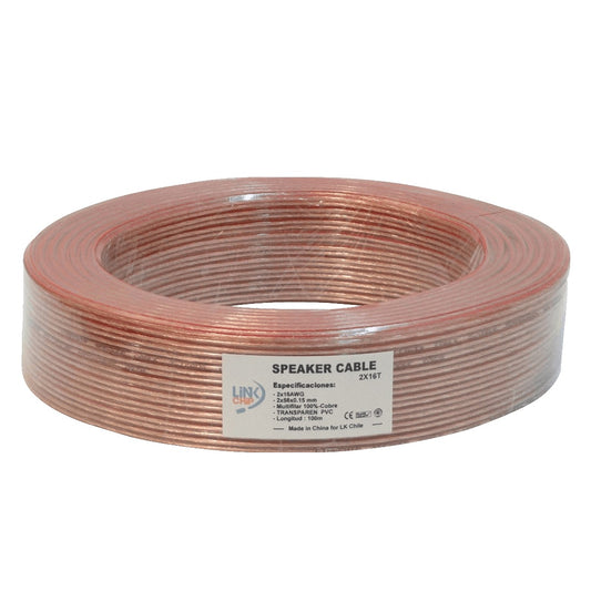 2X16T 2x16AWG Cobre 2x1,0mm2 100mt Transparente Conductor Dúplex Flexible 56x0,15