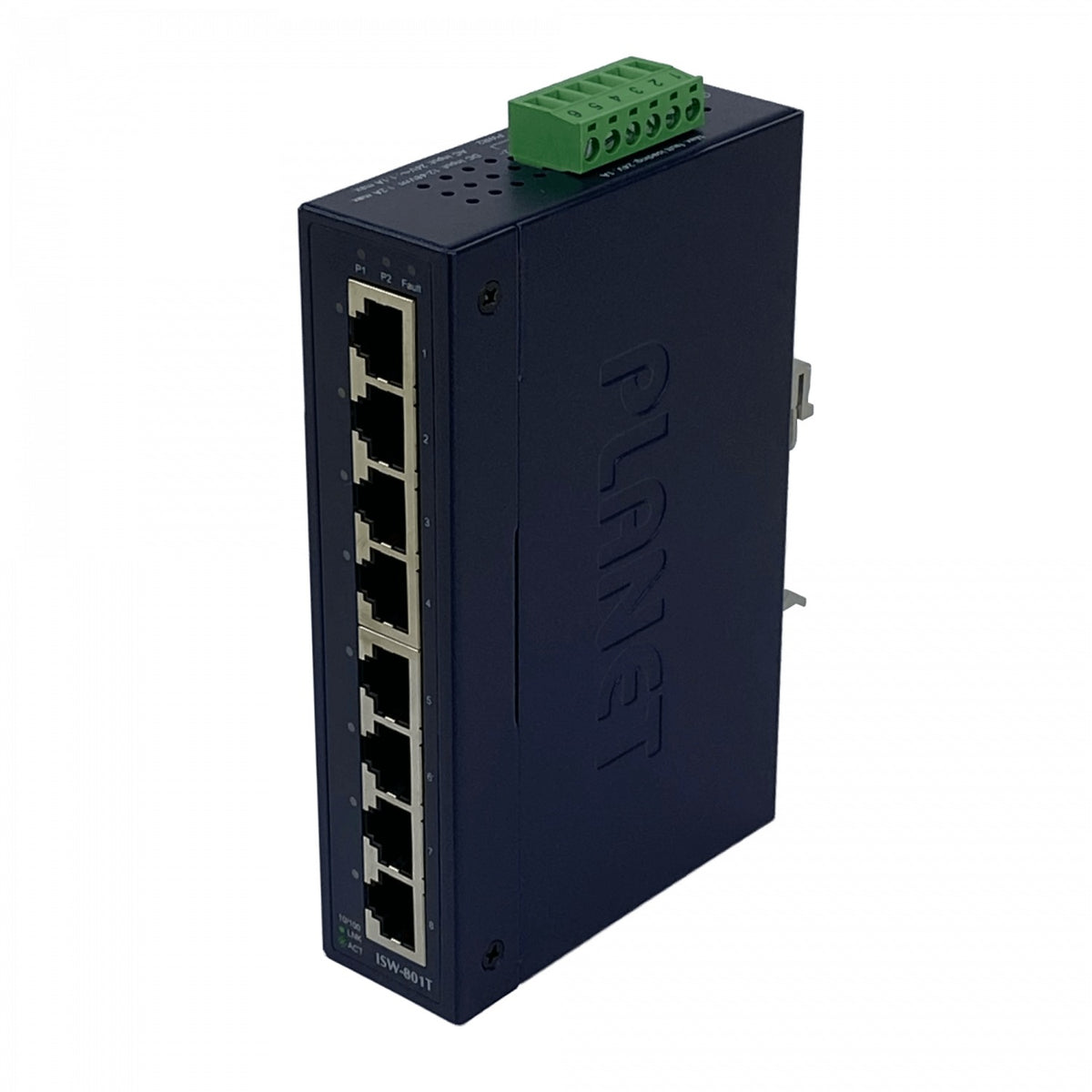 ISW-801T PLANET 8-100 Conmutador Industrial Riel-DIN no-Gestionado req/12-48VDC/24VAC