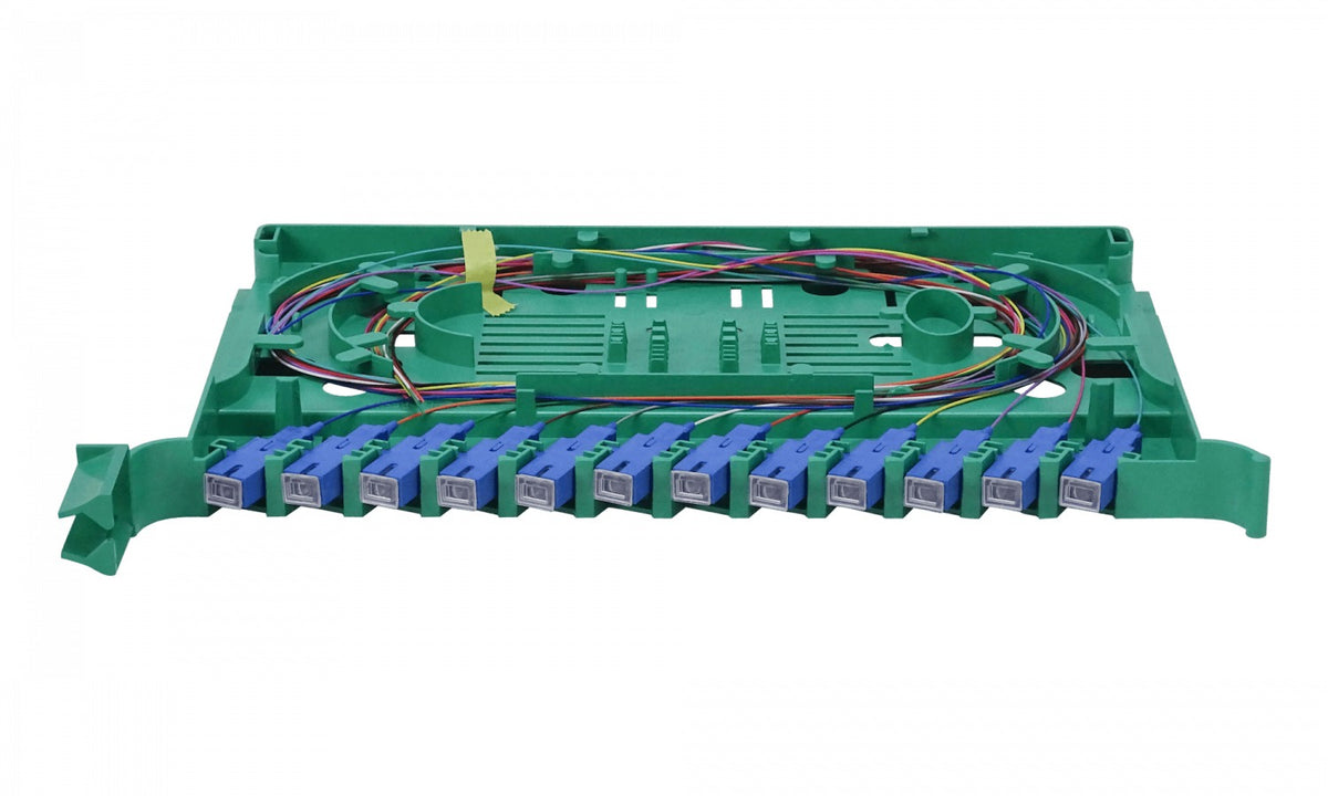 ODF-C Bandeja para Cabecera ODF con 12 Puertos SC/UPC, Pigtails SM y Acopladores Incluidos