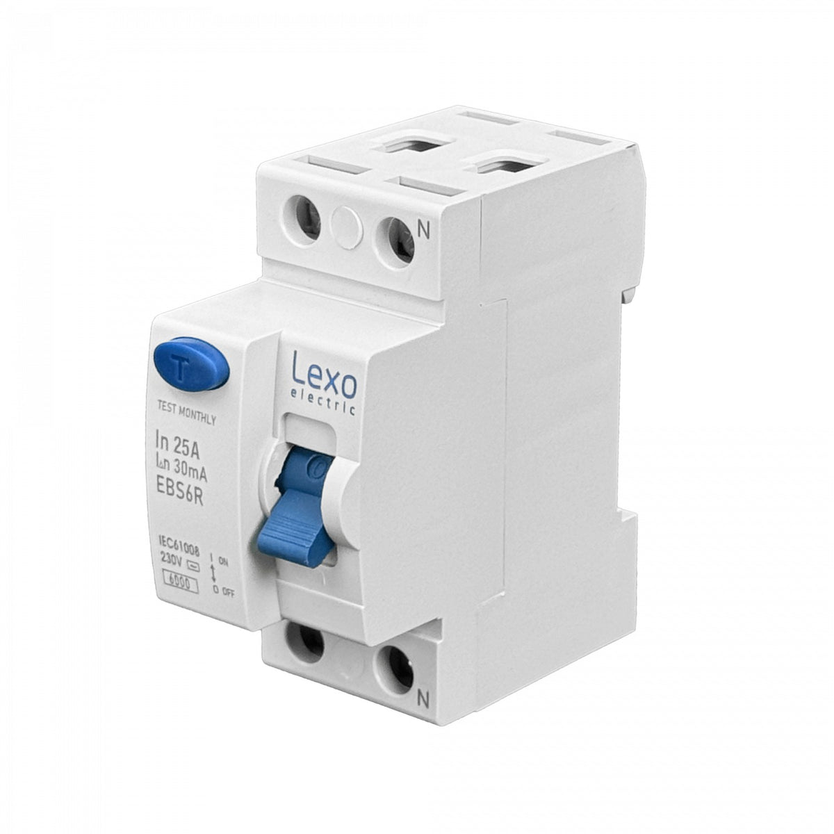 DIFERENCIAL-25A LEXO 2x25A 2P 30mA Disyuntor Diferencial RKN Seguridad Riel-Din