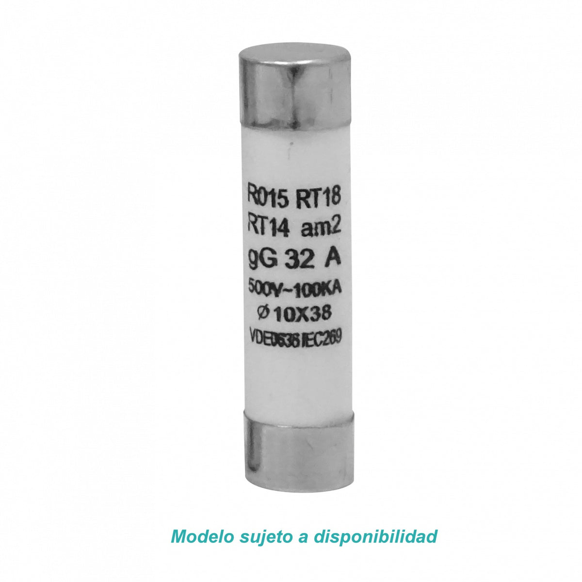 FUSE-32C 32A 10x38mm 500V 100KA Cartucho Fusible Tubular 36mm-Longitud 9,5mm-Ancho