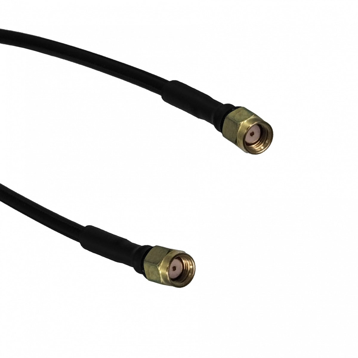 2RR Juego de 2 cables coaxiales rígidos negros RPSMA macho a RPSMA macho, tipo SM141, longitud 50cm (0.5 metros)