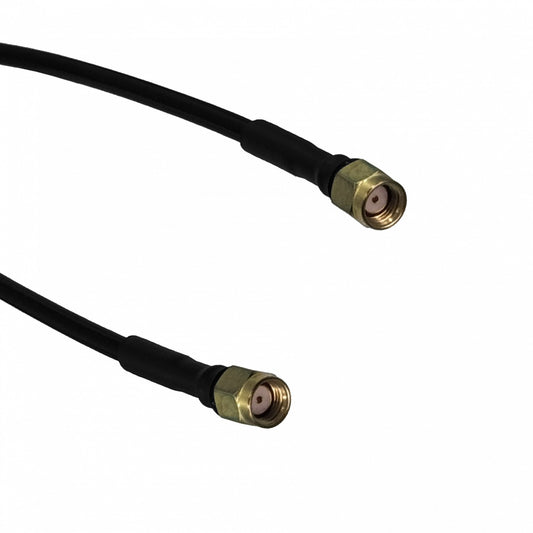 2RR Juego de 2 cables coaxiales rígidos negros RPSMA macho a RPSMA macho, tipo SM141, longitud 50cm (0.5 metros)