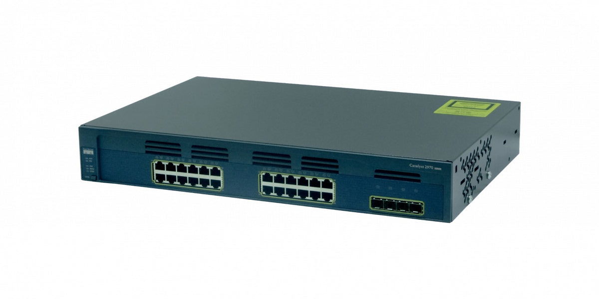 WS-C2970G-24TS-E CISCO REACONDICIONADO 24 Puertos 1000 4 Ranuras SFP Consola RS232-RJ45/DB9-H Conmutador Montable en Rack 1.5U