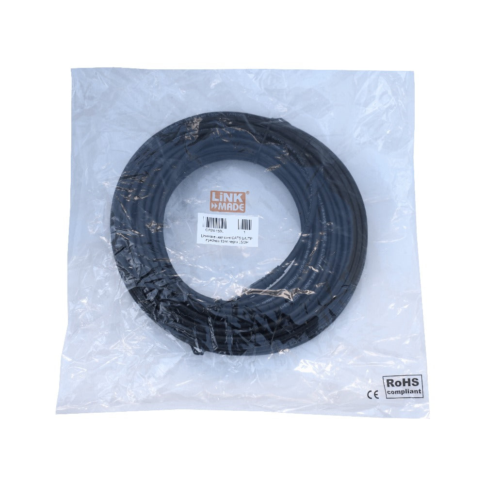 CP6N-150L LINKMADE 15 metros Cable de Parcheo Cat6 U/UTP Multiconductor Negro LSZH Moldeado