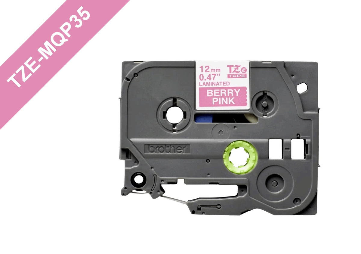TZE-MQP35 BROTHER 12mm Blanco sobre Fondo Rosado Cinta 5 metros para PT-H110/E300/H200