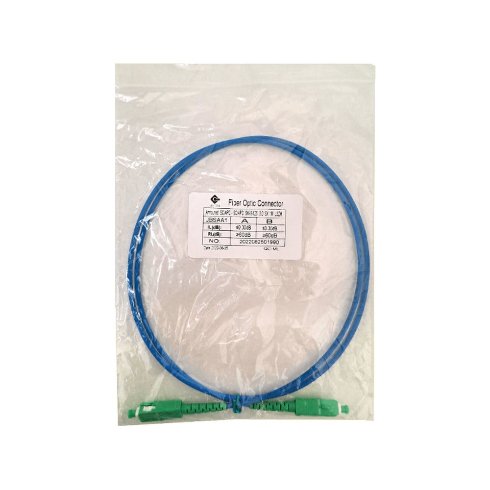 JBSAA1 LSZH Latiguillo de Fibra Óptica Monomodo Simplex SC/APC a SC/APC Blindado de 1 Metro Diámetro 3.0mm Núcleo 9/125um Cubierta Libre de Halógenos