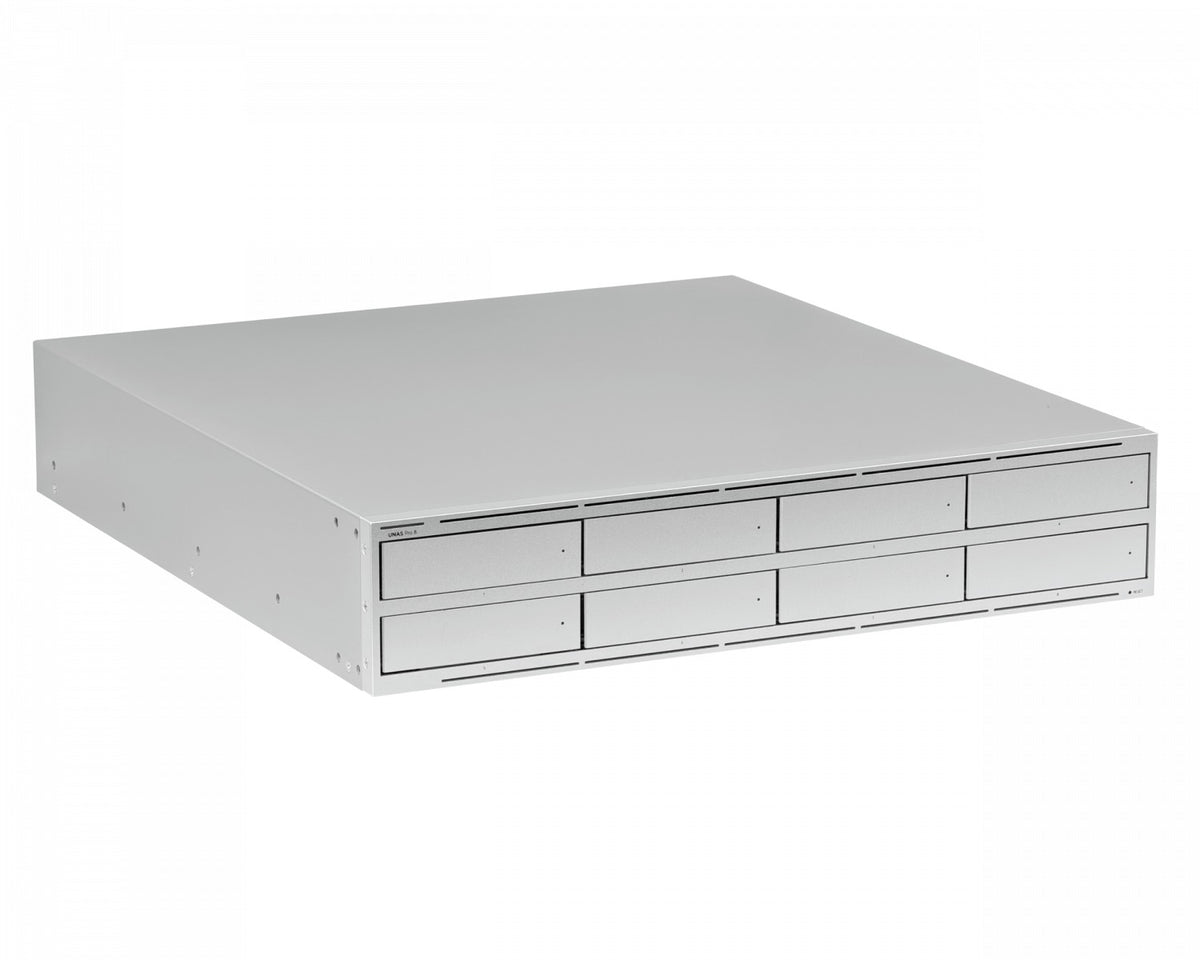 UNAS-PRO-8. Dispositivo de almacenamiento en red UI NAS de 8 bahías HD con RAID, 2 ranuras M.2, 1 puerto 10G, 2 puertos SFP+, formato 2U, incluye 2 fuentes de poder PSU-1215, UniFi Drive UNAS-PRO-8-EU de UBIQUITI
