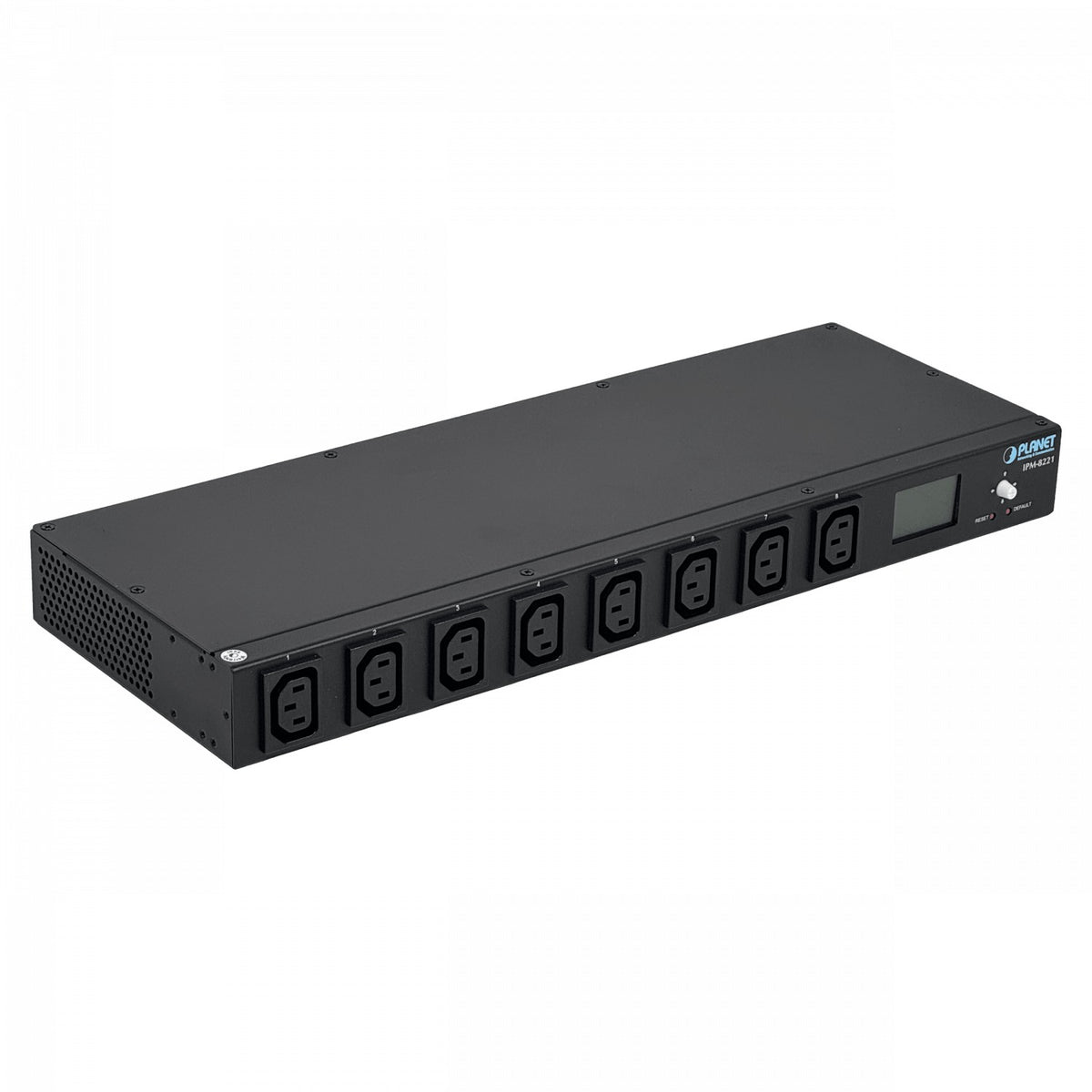 IPM-8221 PLANET Unidad de distribución eléctrica con entrada C20, 8 salidas C13, control IP por LAN, monitorización de temperatura/humedad/amperaje y 2 puertos serie