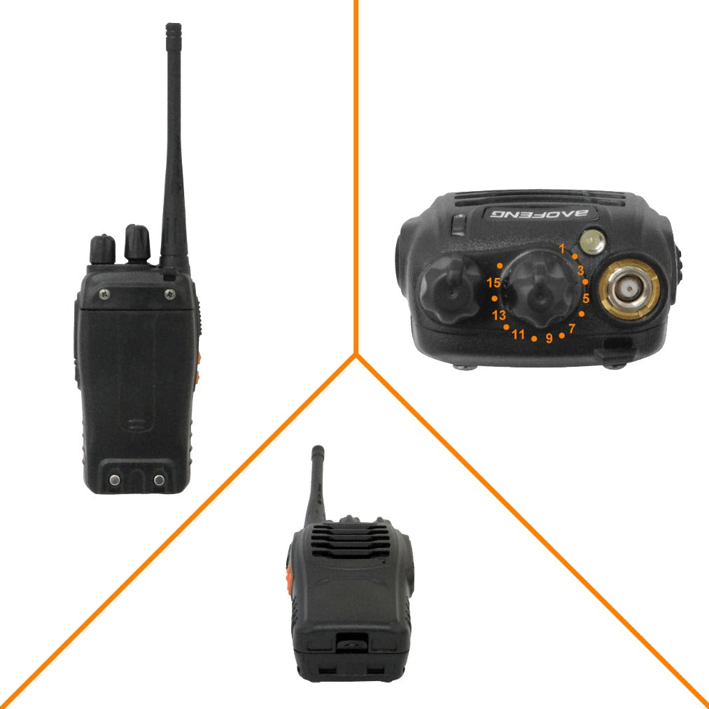 BF-888S Radiotransmisor 1un 6km 400-470MHz 16-Canales incl. cargador y batería 3,7V 1500mAh