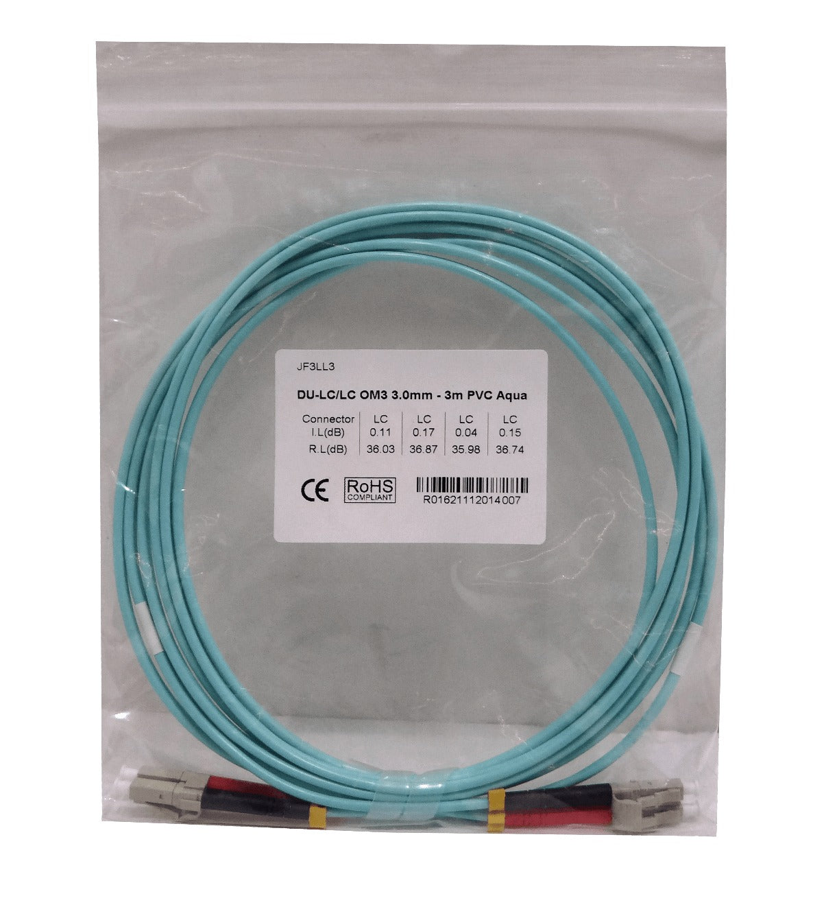 JF3LL3 3mt LC-LC OM3 MultiModo MM Duplex Jumper Fibra 3.0mm 50/125um LSZH