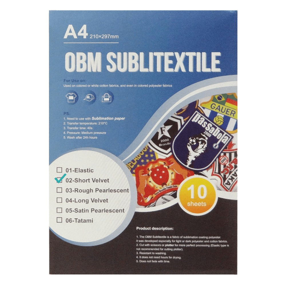 STX-FA4 OBM Paquete de 10 Láminas de Terciopelo Corto Tamaño A4 (210x297mm) para Transferencia Textil por Estampación