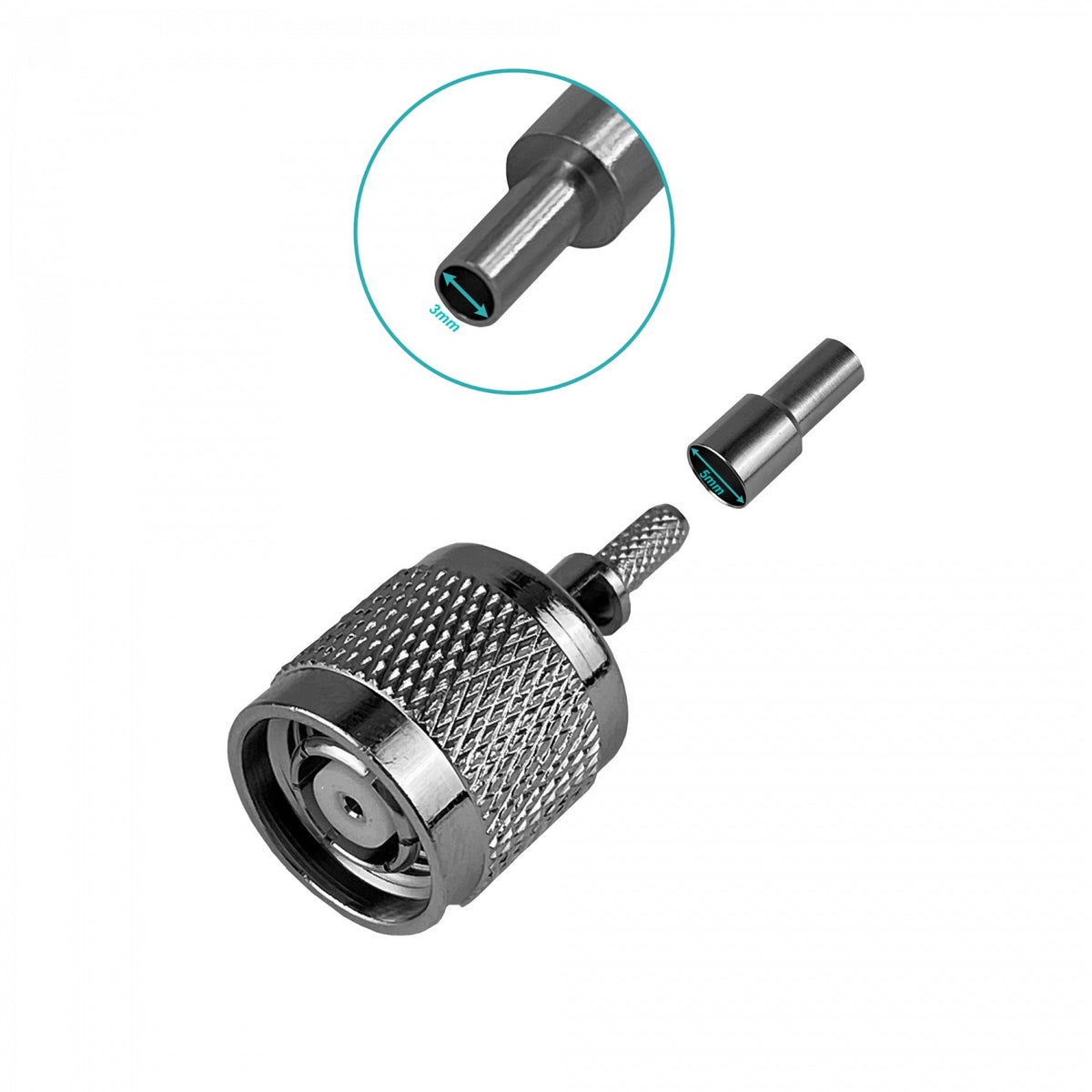 ZM1C Conector Macho RP-TNC RG316 Crimpeable CA100 RG174