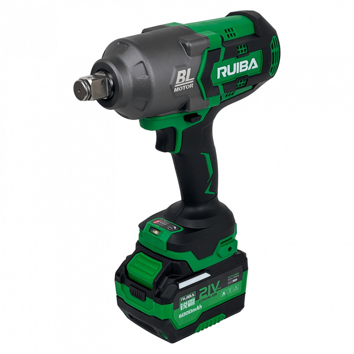 LLAVE-900 RUI Destornillador de impacto sin cable 3/4 pulgadas 19mm + 2 Acumuladores de iones de litio 21V 4Ah