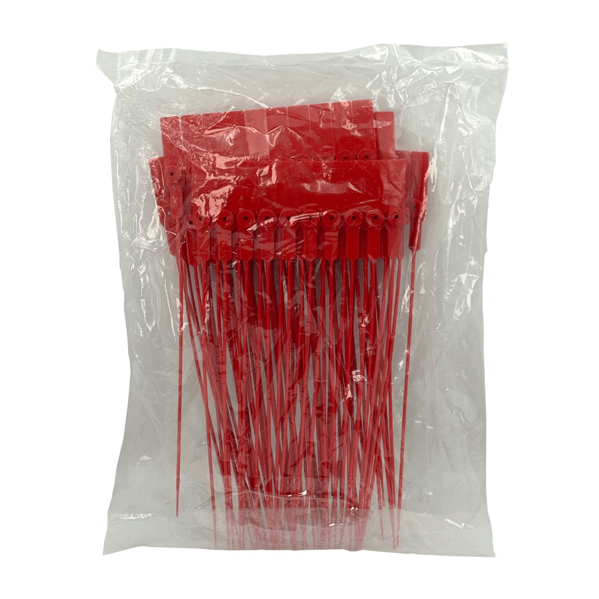 SELLO-R. 100 unidades precintos de seguridad Metalgrip plástico rojo 28cm de longitud