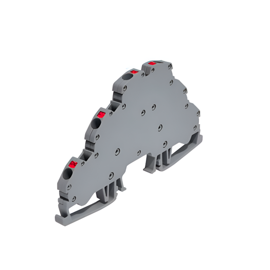 Bloque de Terminales 3-4 mm² para carril DIN de triple nivel con entrada por presión – Onka