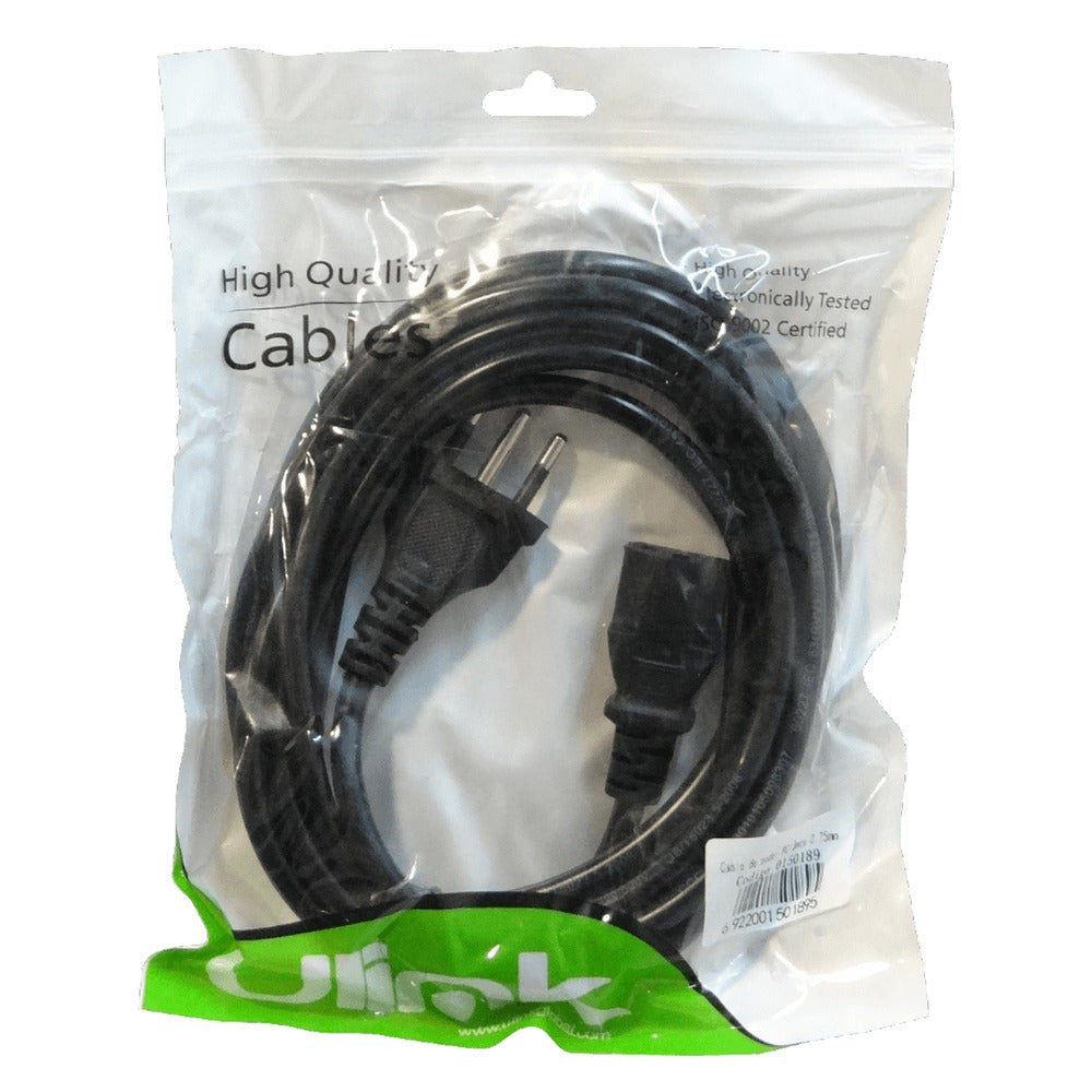 NIMC3 Cable de Alimentación 3x0,75mm2 Chile-C13 6A 300cm conforme a norma CEI23-16-VII