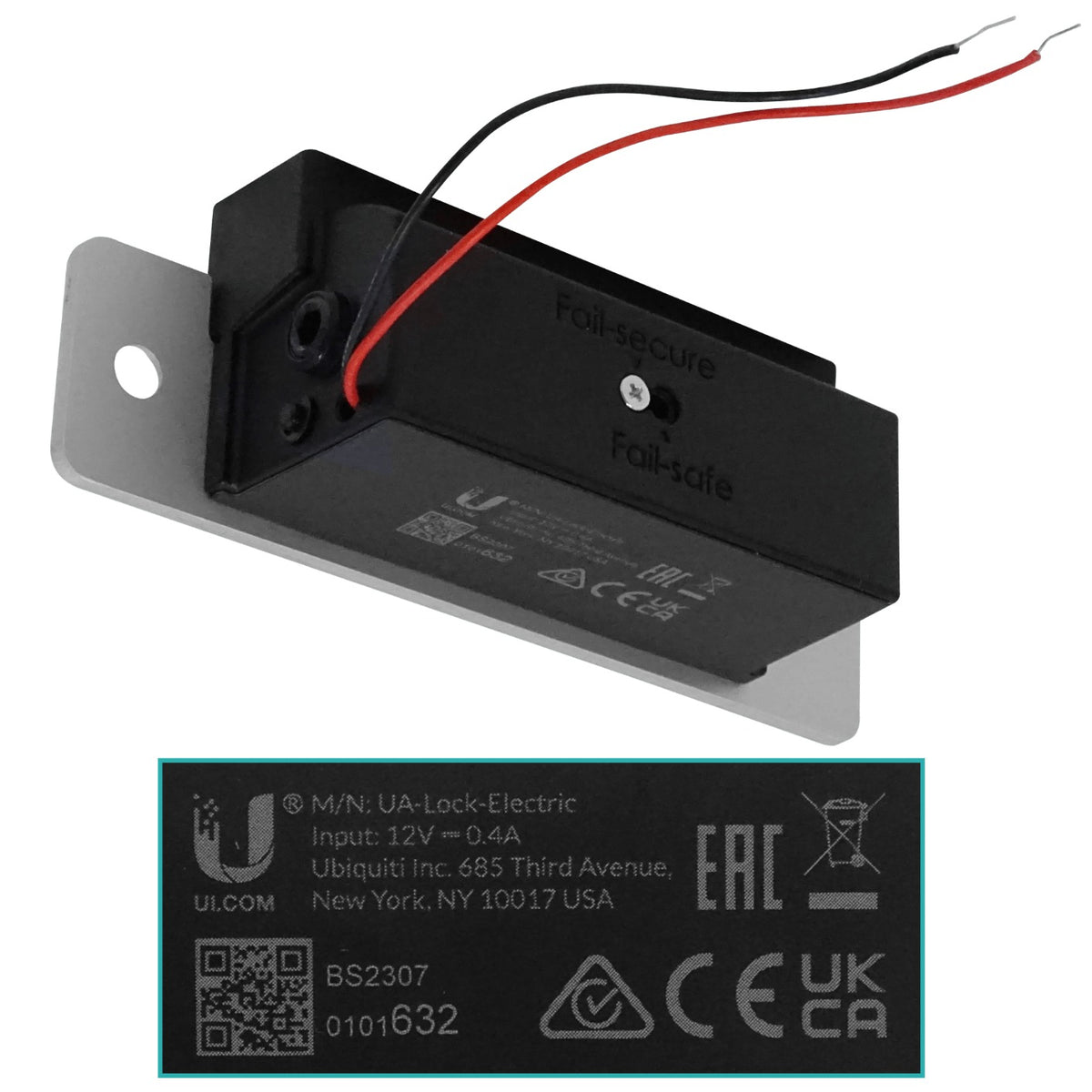 UA-LOCK-ELECTRIC UBIQUITI Cerradura Eléctrica 1200kg 12VDC 400mA ANSI