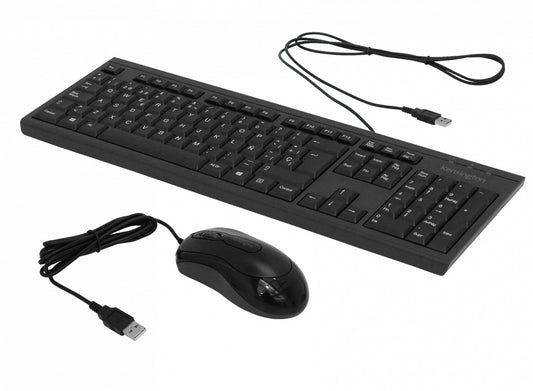 WIRED-KM KENSINGTON Combo Teclado y Ratón con Cable Resistente a Derrames USB-AM Negro