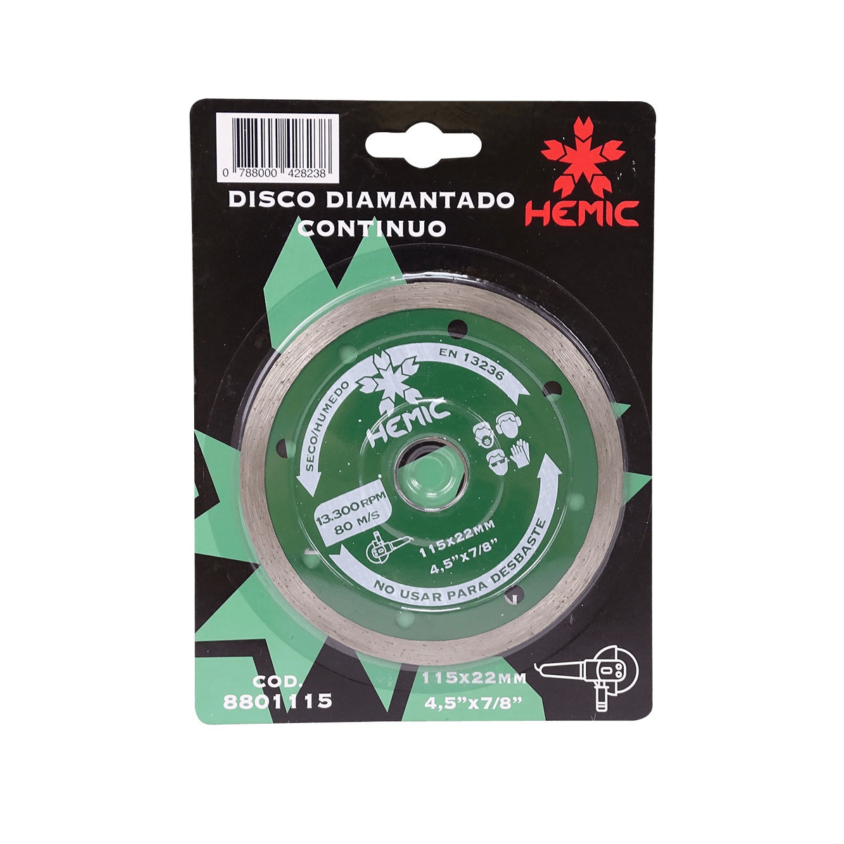 DIA-4L HEMIC 115mm Liso 22mm Disco Corte Diamantado Continuo DDU115H 8801115