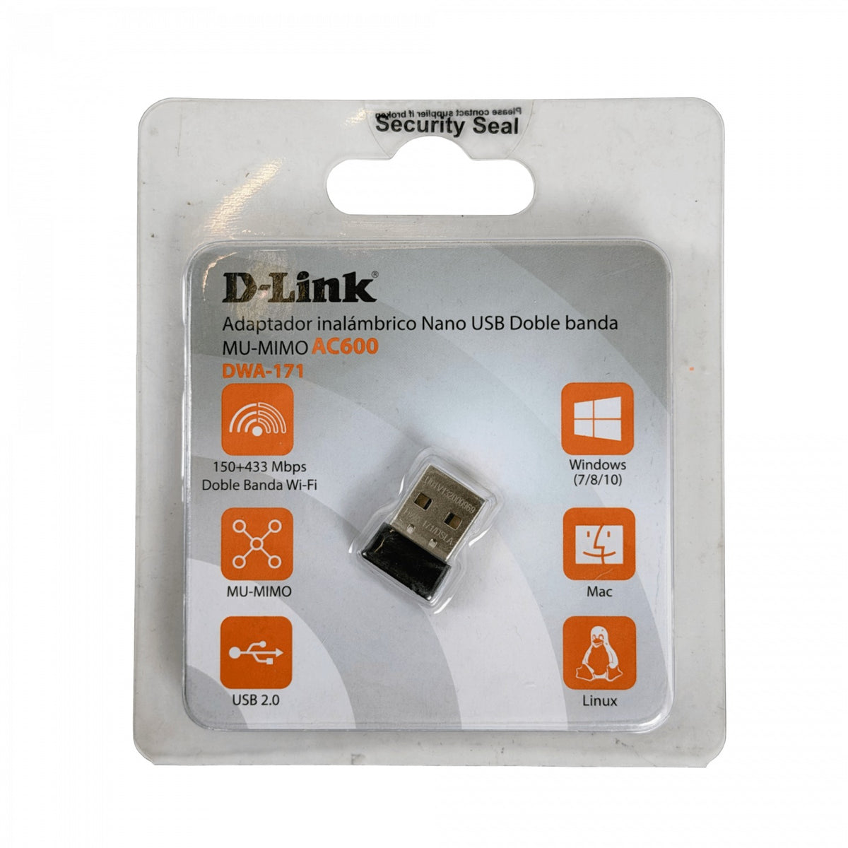 DWA-171 D-LINK AC600 433mbps-5GHz 150mbps-2,4GHz Adaptador-USB-Nano WiFi Antena-Integrada
