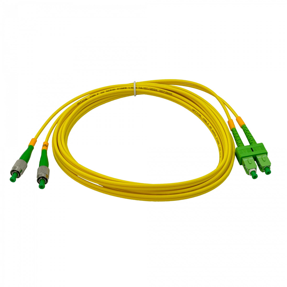 JFSAH3. Latiguillo dúplex de fibra óptica monomodo SM de 3 m con conectores SC/APC a FC/APC, núcleo de 9/125 µm y cubierta de 3 mm
