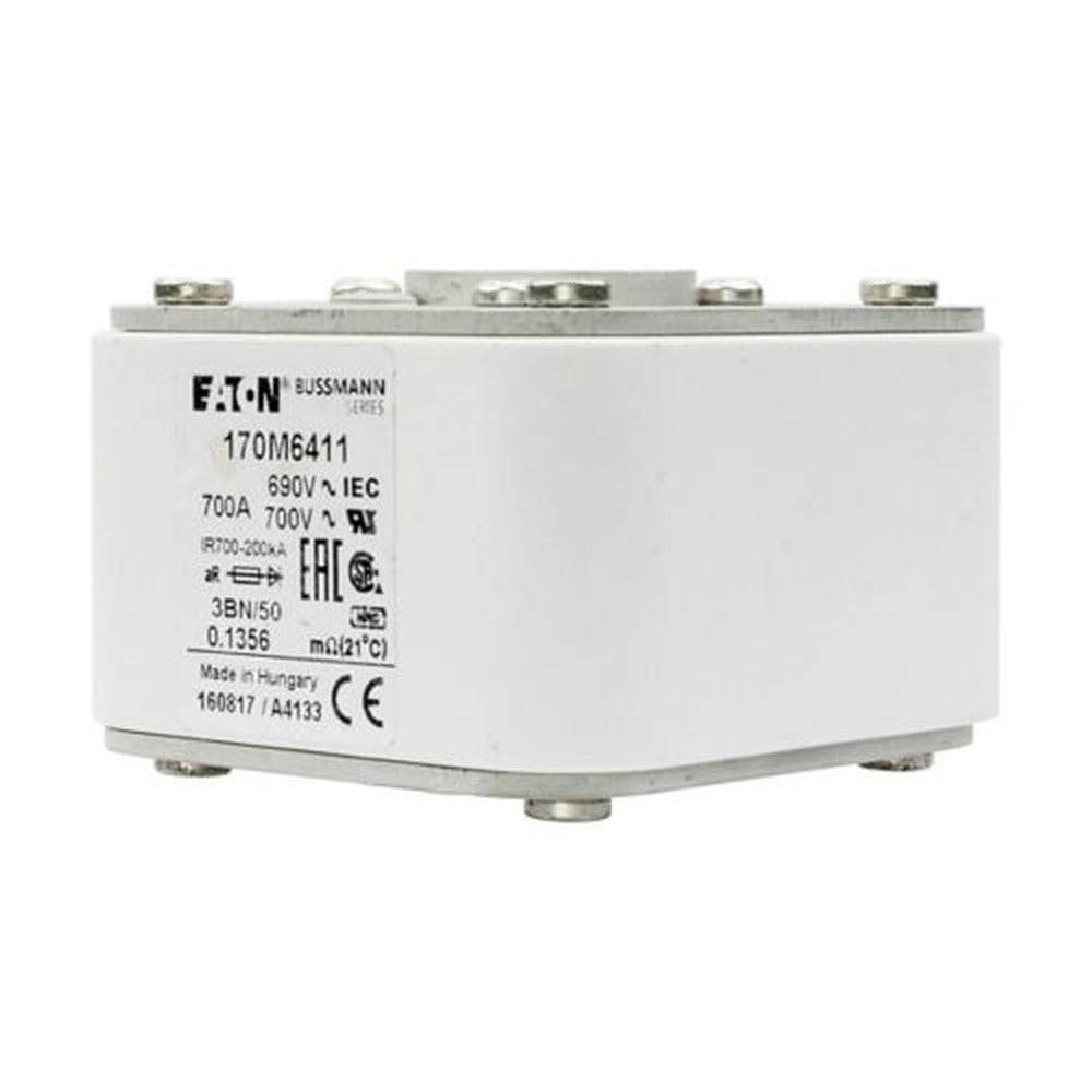 Fusible rápido Bussmann 700A, 690V, Square Body, tamaño 3, aR 3BN/50