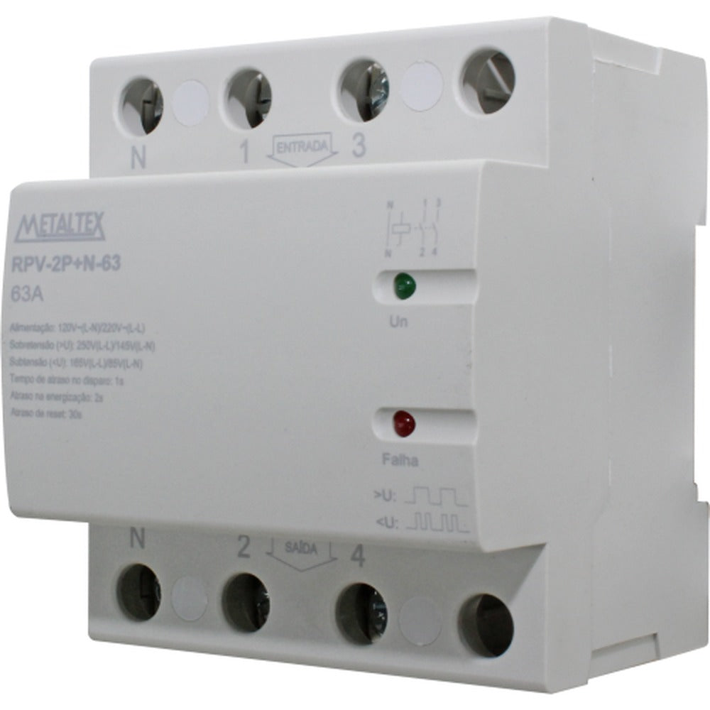 Relé de protección sobre y sub tensión modular 4 polos 220V serie RPV - 40A