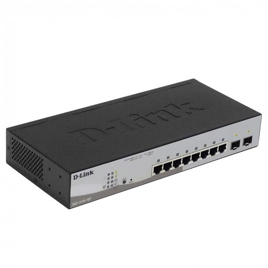 DGS-1210-10P D-LINK Switch Gestionable Capa 2 con 8 Puertos Gigabit PoE+ 802.3af/at 48V 2 Puertos SFP Combo Presupuesto Total 65W
