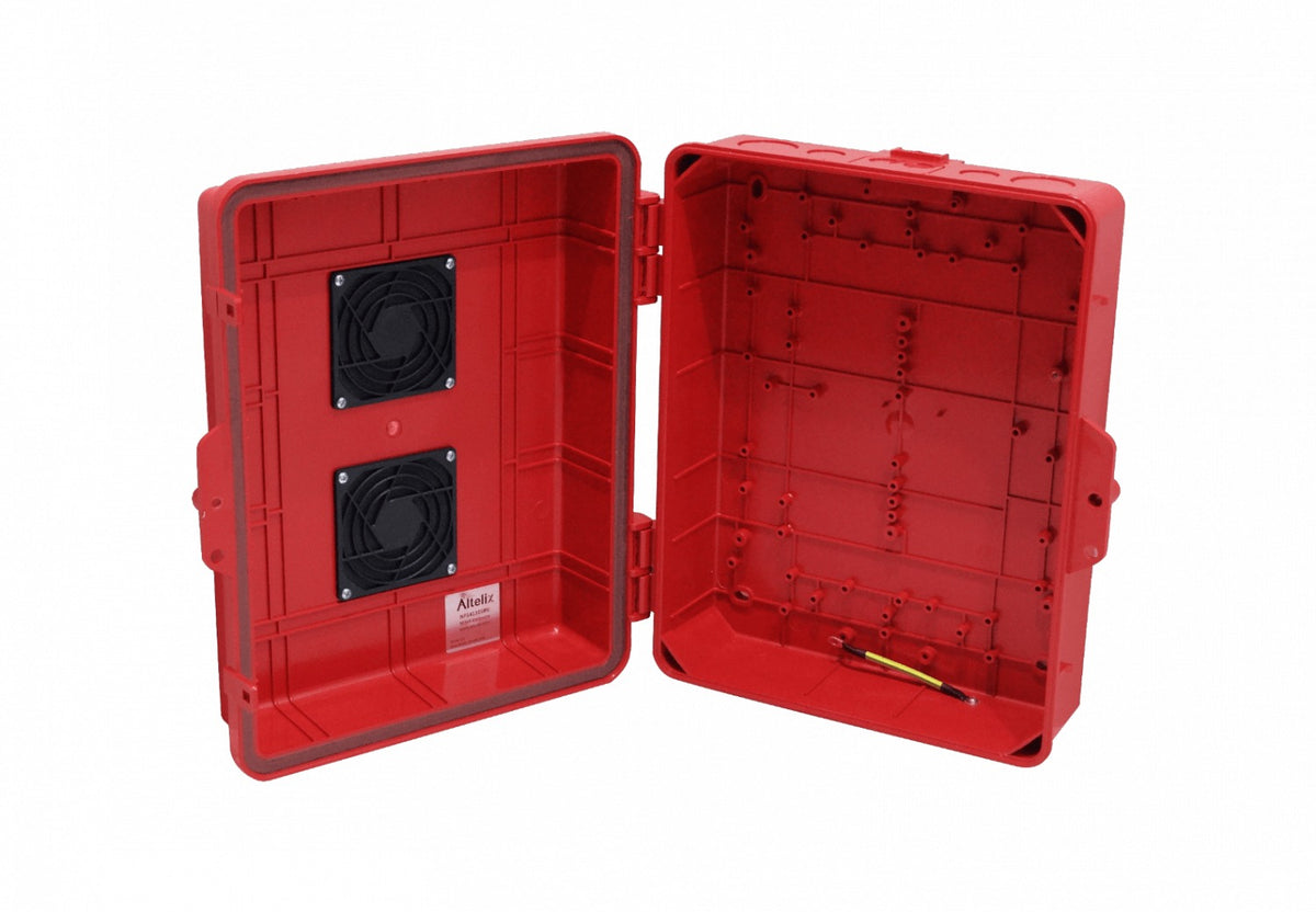 NP141105RV ALTELIX Con Ventilación Roja 355x280x127mm IP55 Gabinete para Exteriores NEMA3 PC+ABS