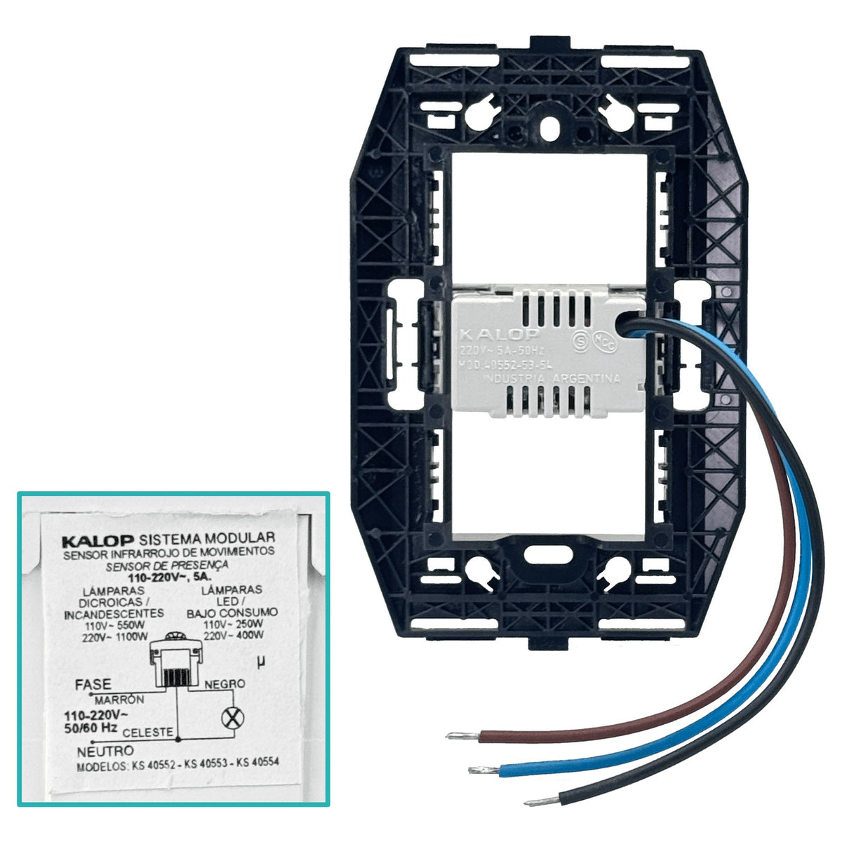 KEP-MOV Sensor de Movimiento KALOP Blanco 200W 10s-8min 220V para Bastidor KL40552