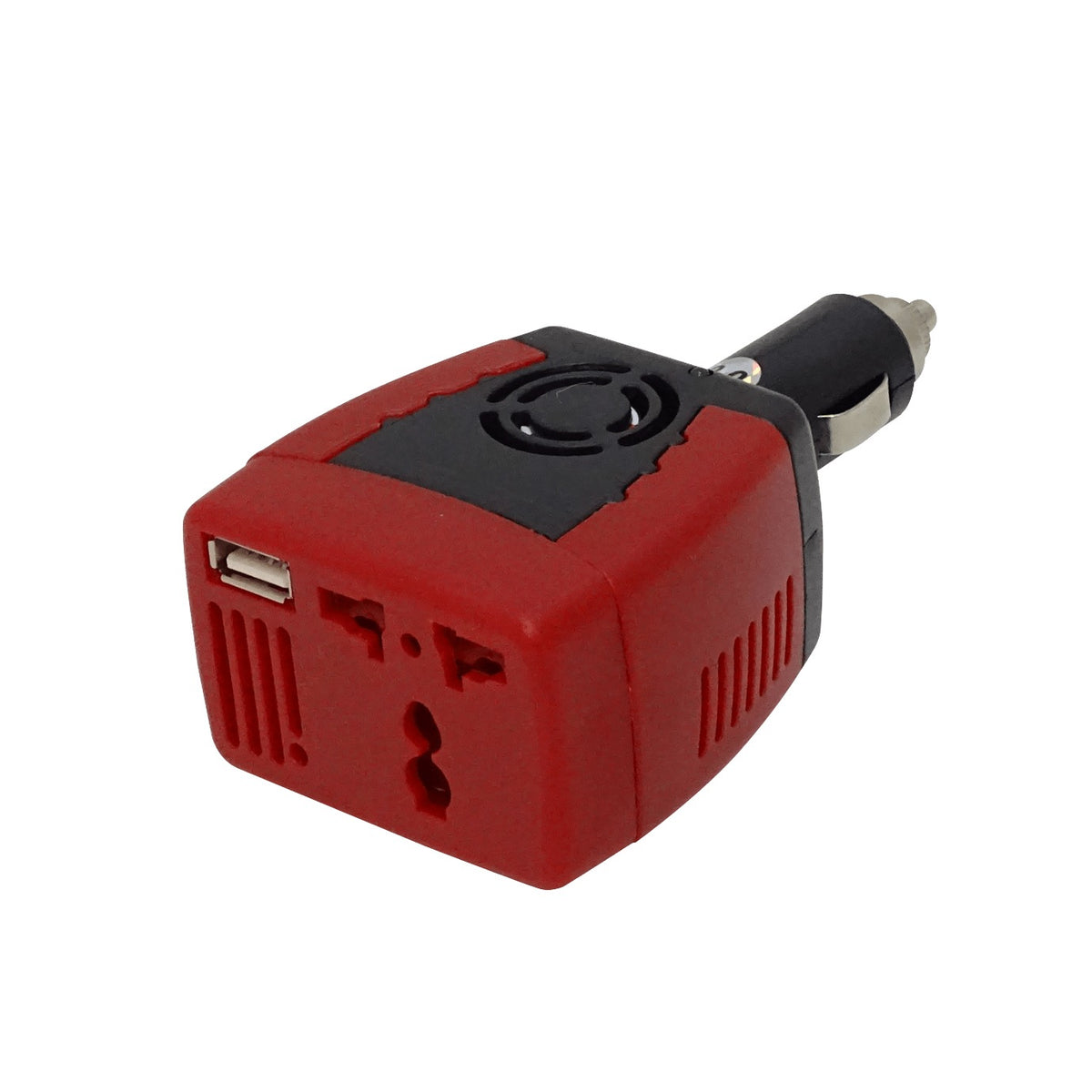 INV-1502 Inversor de corriente 150W entrada 12VDC salida 220VAC sin ventilador integrado con puerto USB de salida 5V 500mA