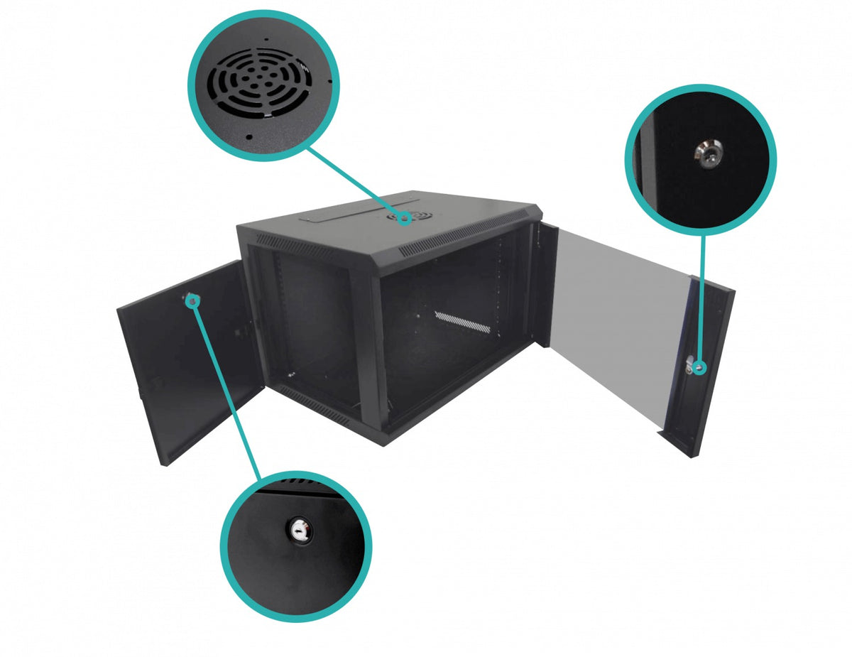 RK07-4L LINKMADE gabinete de pared para rack de 7 unidades, color negro, con 45cm de profundidad