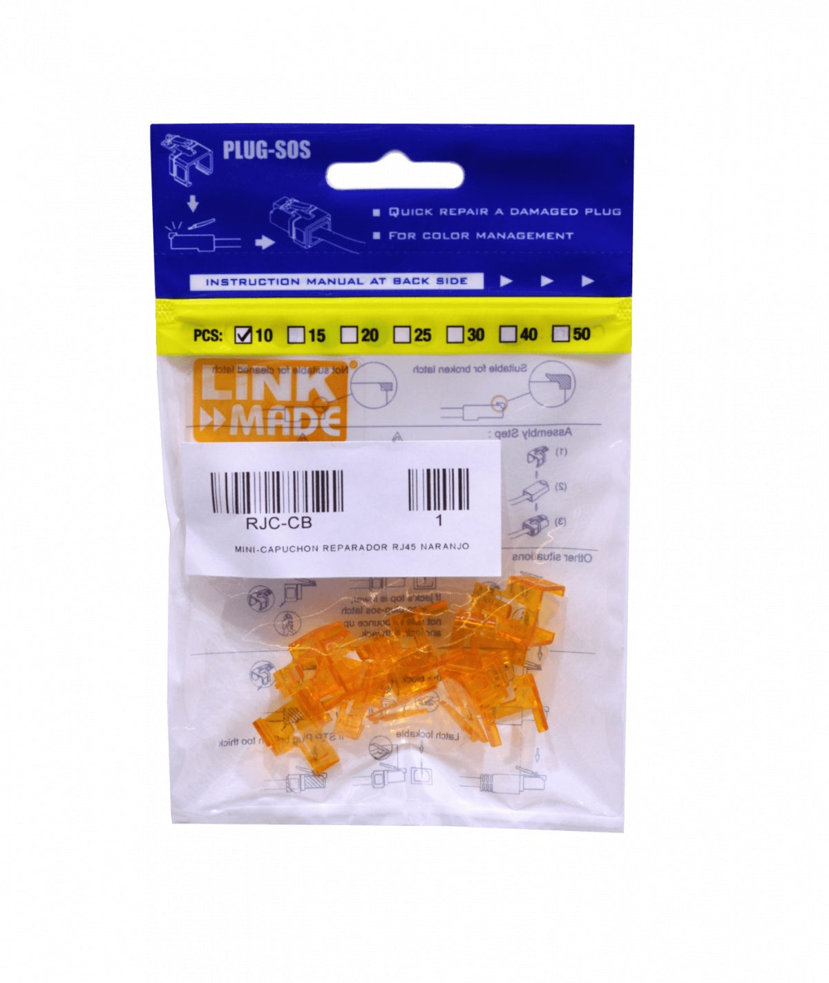 RJC-CB LINKMADE NARANJA MINI-TAPA REPARADORA RJ45 PAQUETE-10U.