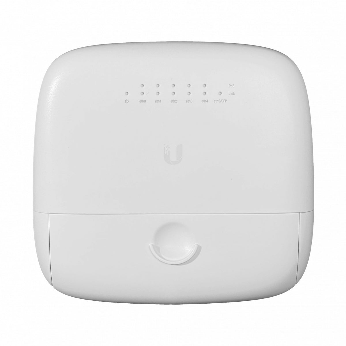 EP-R6 Router de exterior UBIQUITI con regleta de 24V, alimentación PoE pasiva de 24V y 30W, puerto SFP incluido, banda de 5 GHz y alcance de hasta 1000 metros.