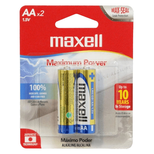 AA-AP MAXELL 2-Pilas-AA Alcalinas LR6 1.5V 1,5V LR06BP2 Alkaline Blister