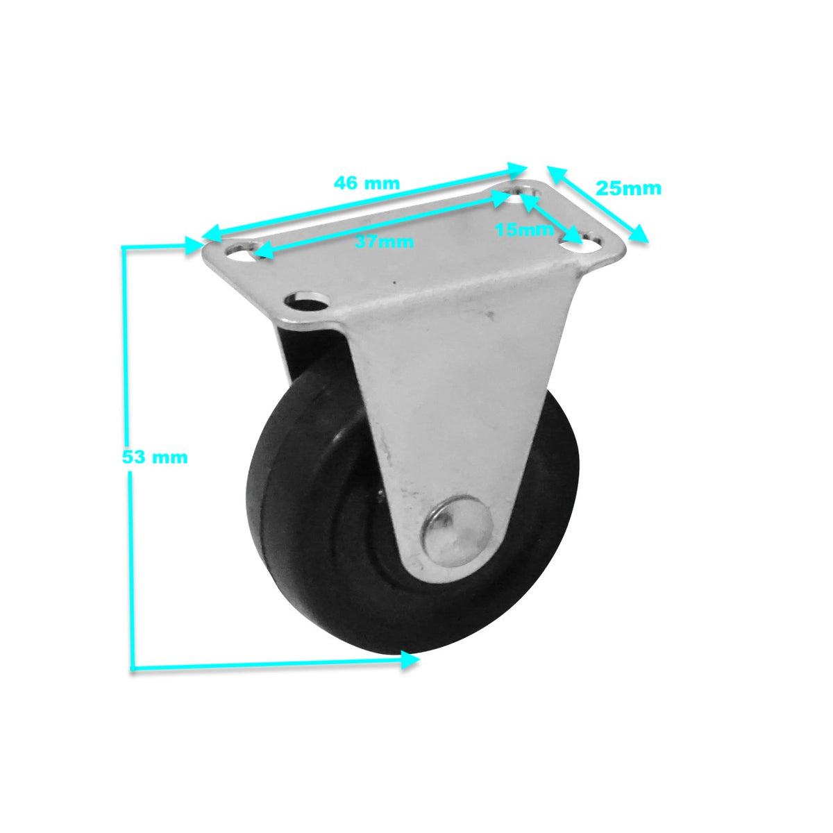 RUEDA-1 Rueda fija de 1 pulgada color negro con capacidad de carga de 18Kg 25x46x53mm