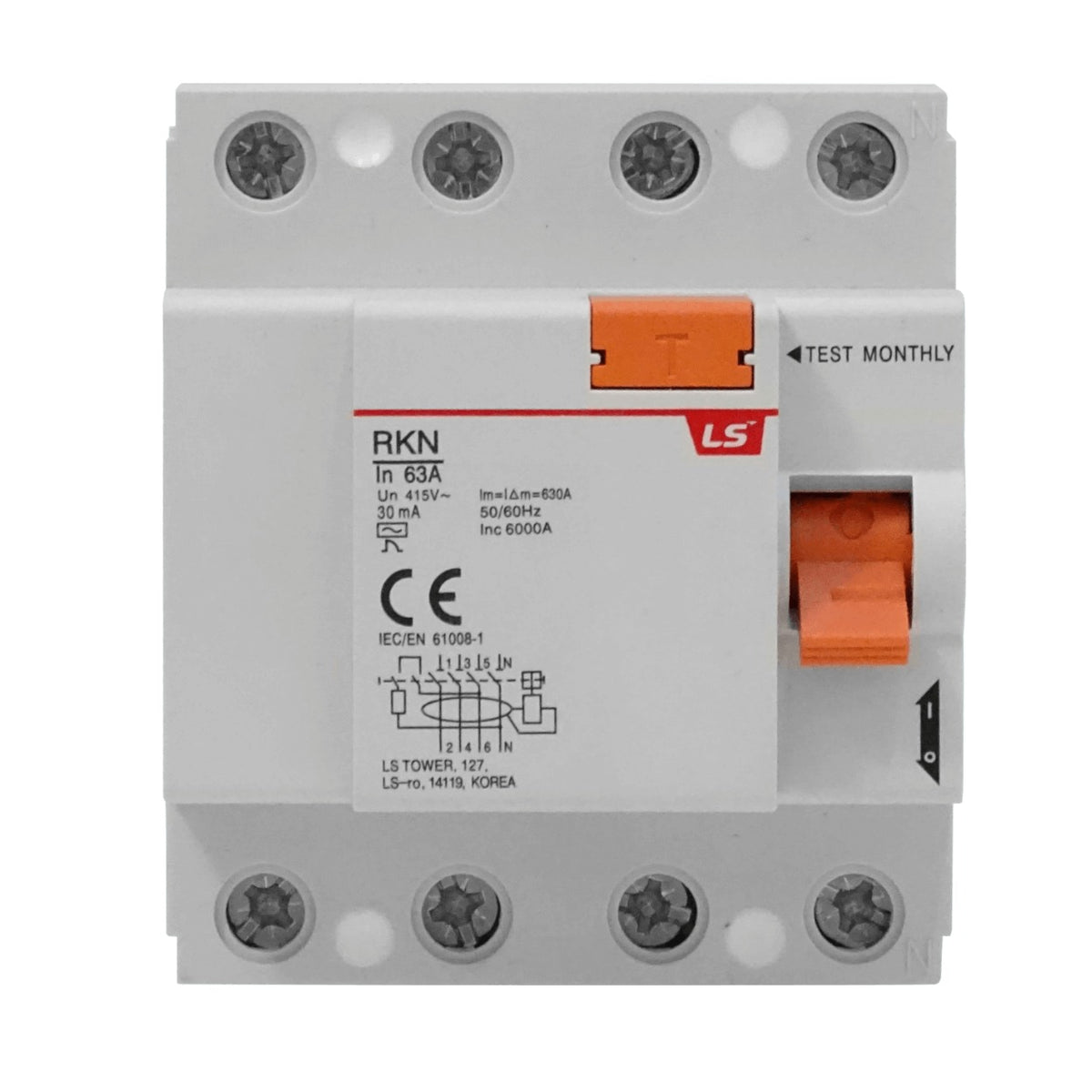 DIFERENCIAL-63A4 LS Interruptor Diferencial 4x63A 3P+1N 30mA BTDIN Proteccion RKN 72mm