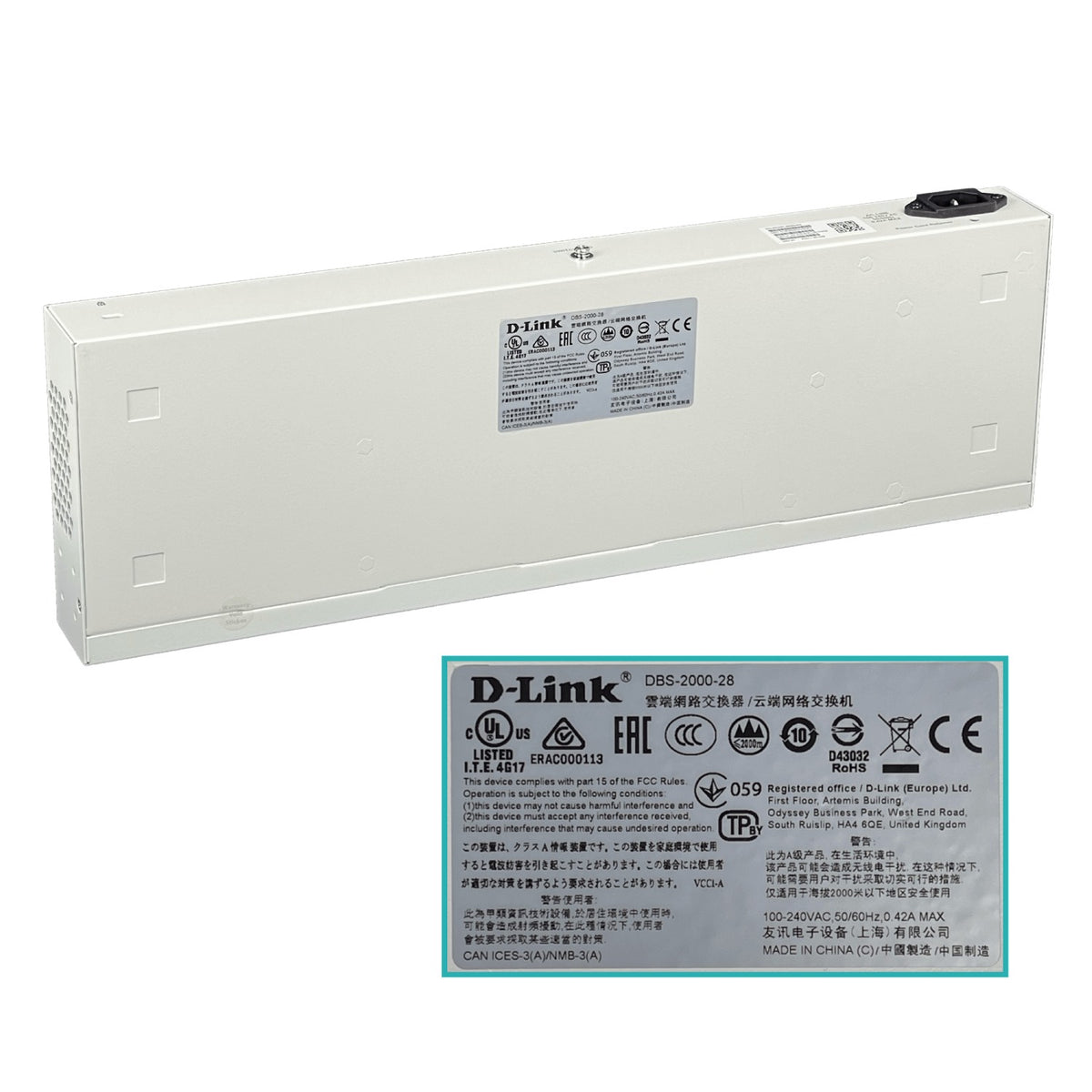 DBS-2000-28. Conmutador D-LINK 24 puertos Gigabit 4 puertos Gigabit 4-SFP Consola Administración Capa 2 Montaje en bastidor RS232-RJ45