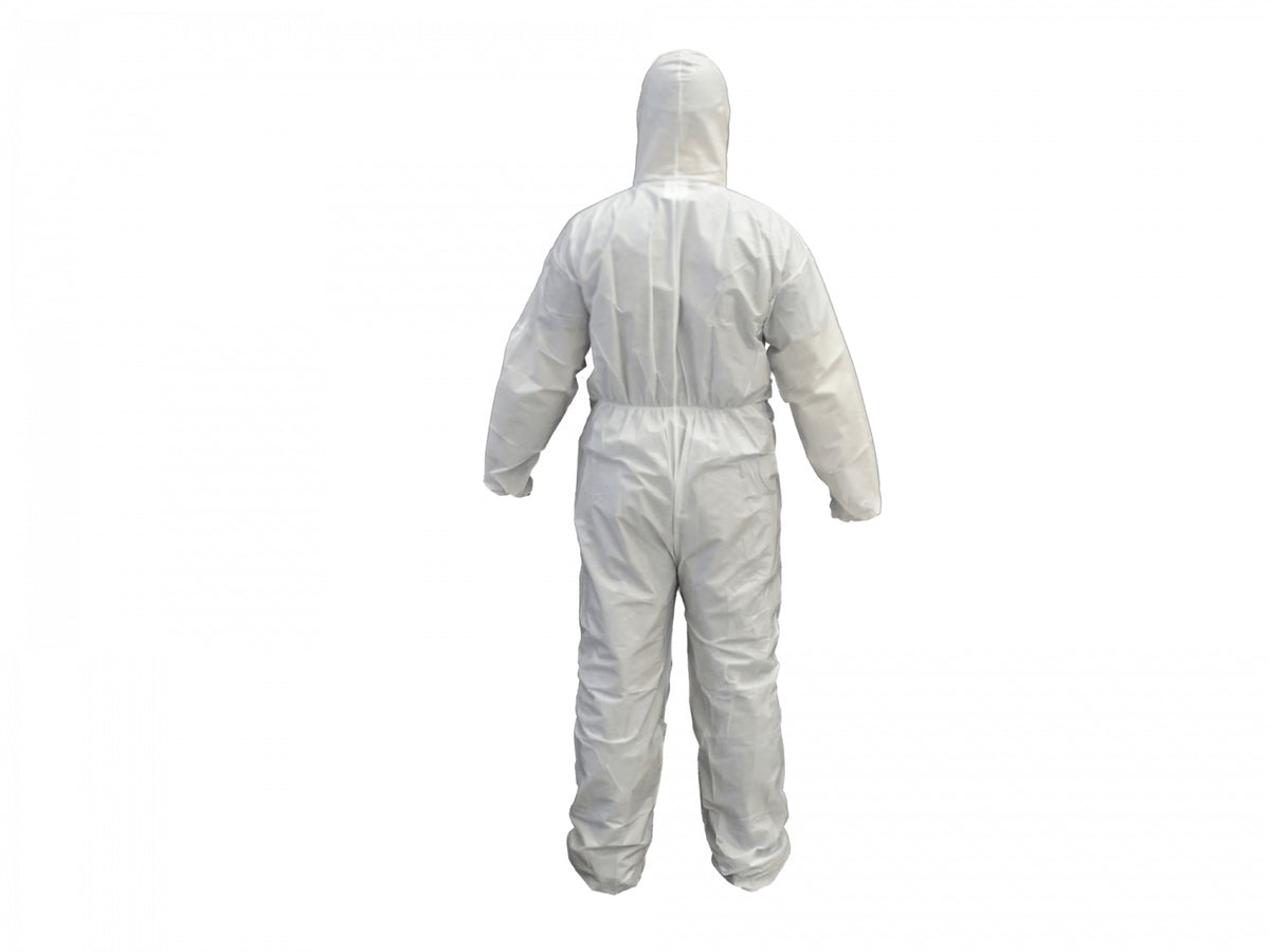 BUZO-XL Talla-XL Overol Protector Blanco Polipropileno con Cremallera y Capucha