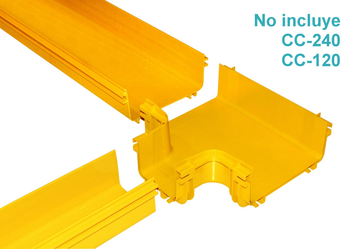 CCA-240-TH1 240x100 a 120x100mm Derivacion Horizontal Tee Amarilla PC+ABS LSZH Hem