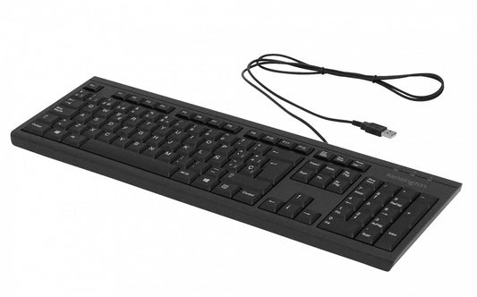 WIRED-K KENSINGTON Teclado Cable-140cm Resistente Antiderrame Negro USB A2306A