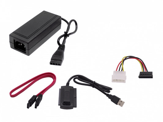 IDESATA USB2.0-AM a SATA/IDE 2,5/3,5pulg inc-Fuente-Poder req-C13