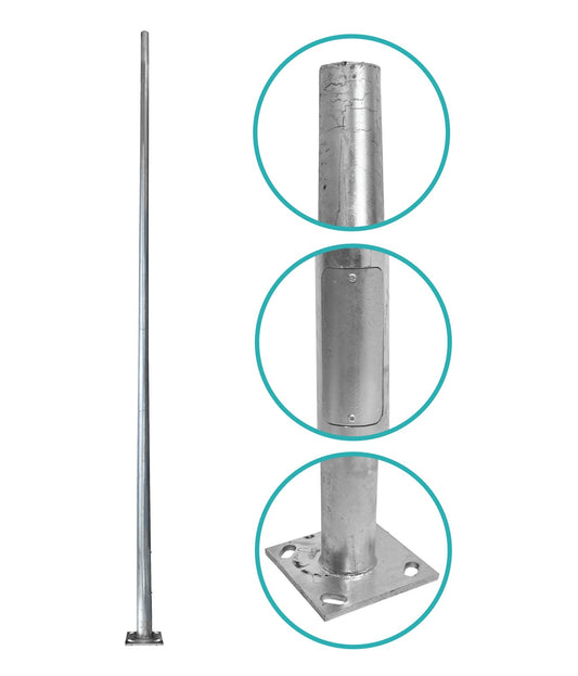 POSTEC-5M Poste Troncocónico 5 metros 3mm Placa Base-250x250x12mm sin-Canastillo Diámetro-120/60mm